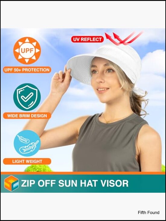 Convertible Zip-Off Sun Hat with Ponytail Hole, UPF 50+ Protection, Adjustable main image 6
